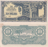 MALAYA JAPANESE Occupation 10 Dollars P M7 c MN LETTER AUnc little Tone