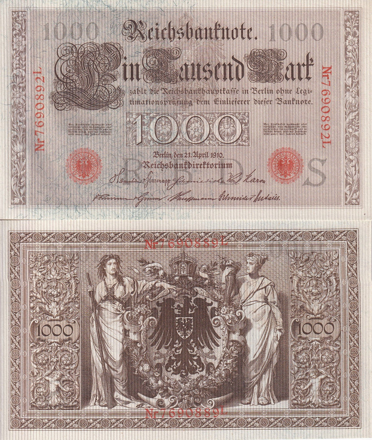 Germany 1000 Mark 1910 P 44 b UNC