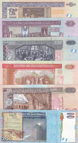 Guatemala Set 6 UNC 5 10 20 50 100 200 Quetzales New Date P 122A 123A 124 - 127