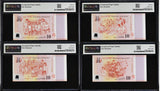 Singapore Set 4; 10 Dollars 2015 P 56 57 58 P 59 ONE DIAMOND Gem UNC PMG 66 EPQ