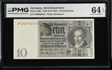 Germany 10 Reichsmark 1929 ND 1945 P 180 b Choice UNC PMG 64 EPQ NR