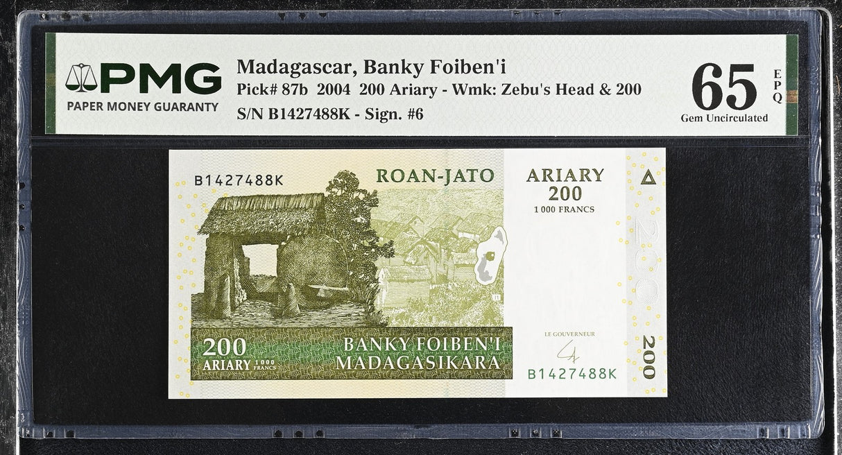 Madagascar 200 Ariary 2004 P 87 b Gem UNC PMG 65 EPQ