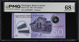 Nicaragua 50 Cordobas 2021 P 211 b Polymer Superb Gem UNC PMG 68 EPQ TOP POP
