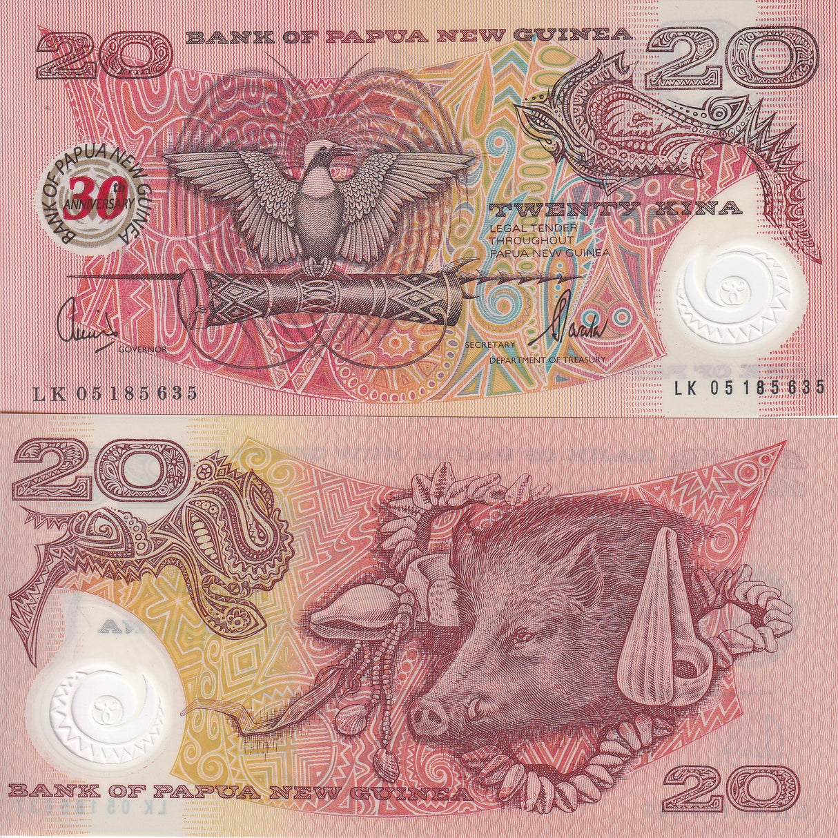 Papua New Guinea 20 Kina 2003 P 27 30th Commemorative UNC