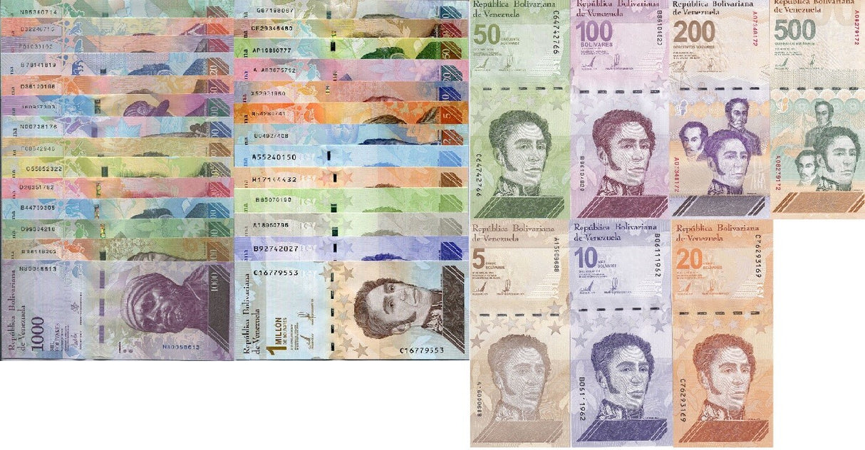 Venezuela Set 34 UNC 2 - 1 Million Bolivare Digitales 2013-2024 P 88-121 FullSET