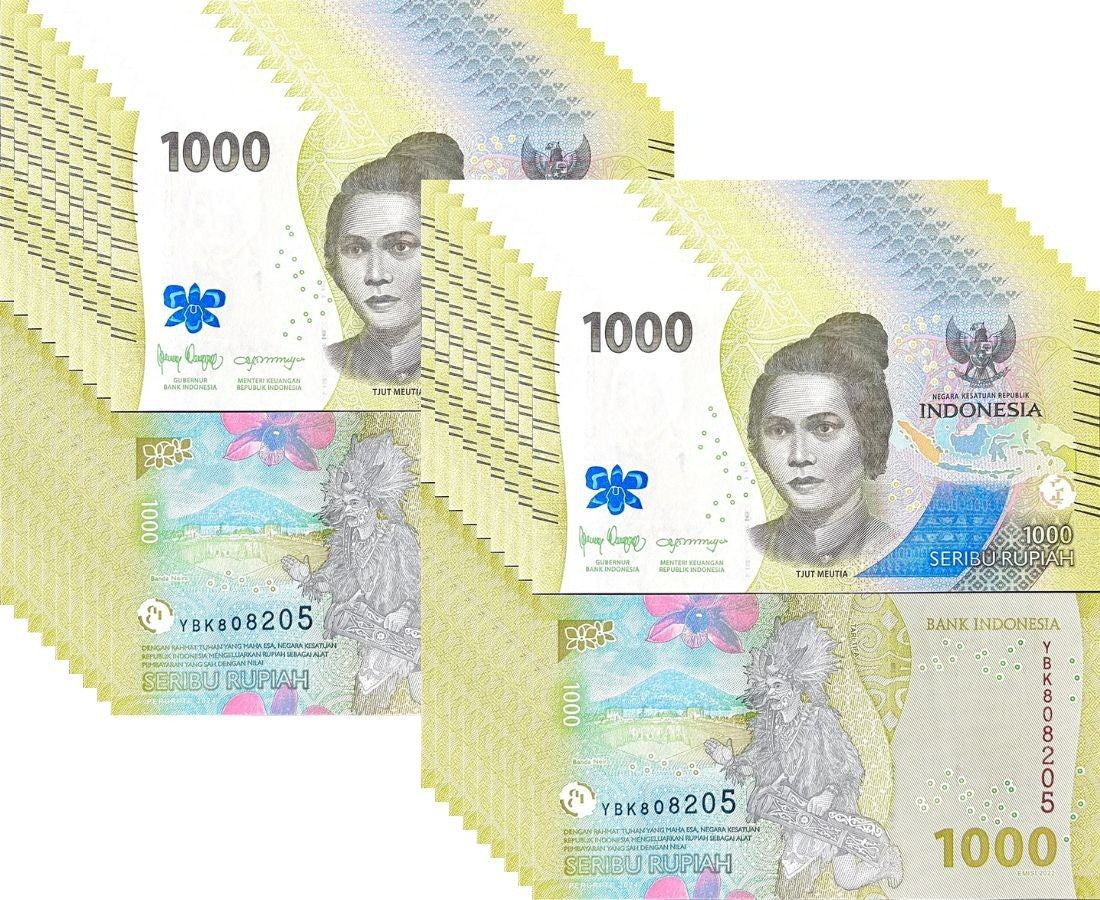 Indonesia 1000 Rupiah 2022 / Random Year P 162 UNC Lot 20 Pcs 1/5 Bundle
