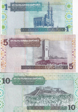 Libya Set 3 Pcs 1 5 10 Dinar 2004 P 68 P 69 P 70 UNC