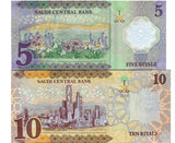 Saudi Arabia SET 2 UNC ( 5 Polymer ) 10 Riyals 2023 2024 P NEW Name Central Bank