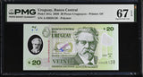 Uruguay 20 Pesos 2020 P 101 a Superb Gem UNC PMG 67 EPQ