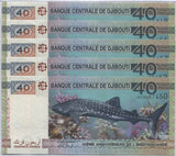 Djibouti 40 Francs 2017 P 46 Commemorative UNC LOT 5 PCS