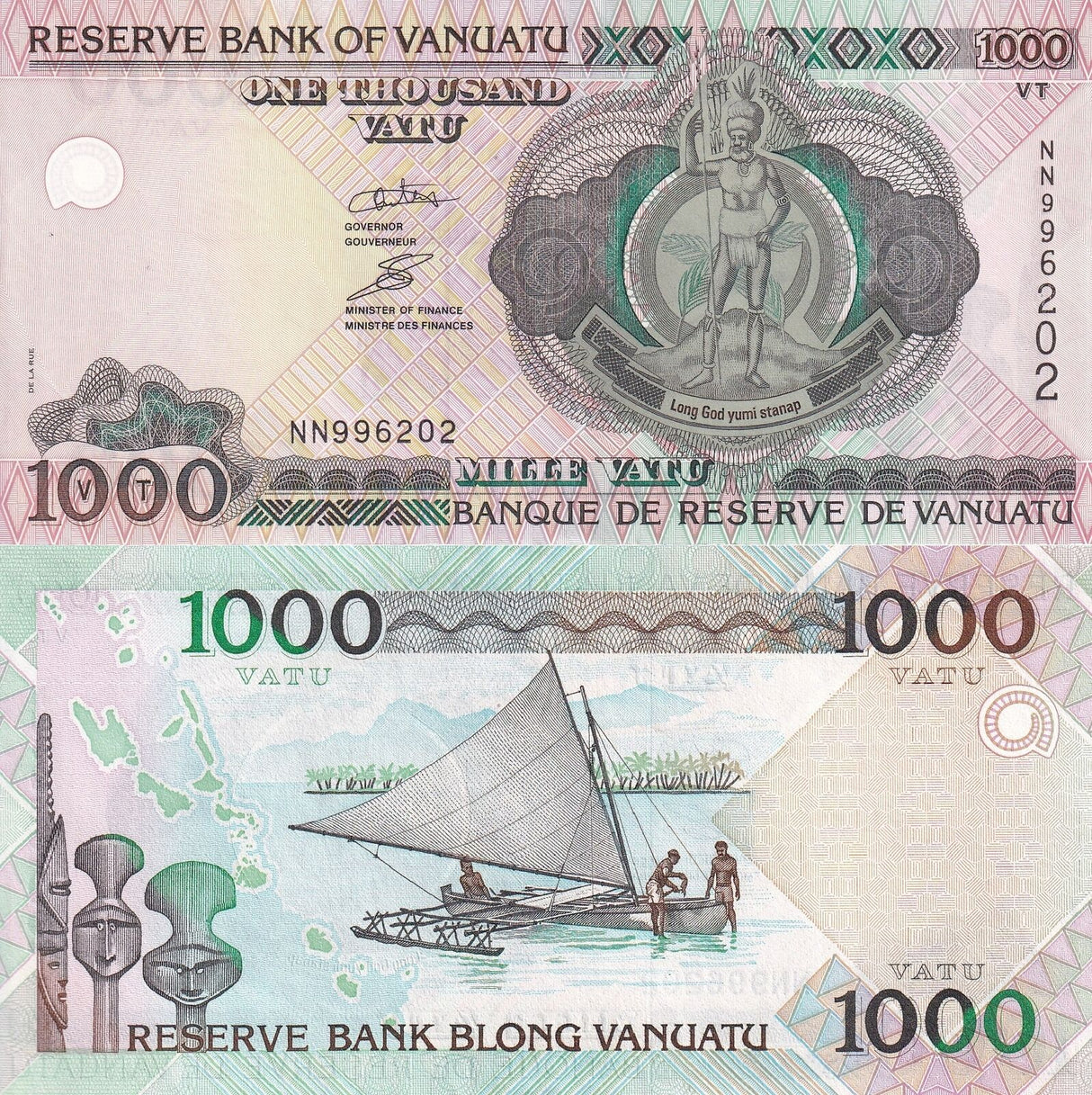 Vanuatu 1000 Vatu ND 2002 Prefix NN P 10 c AUnc