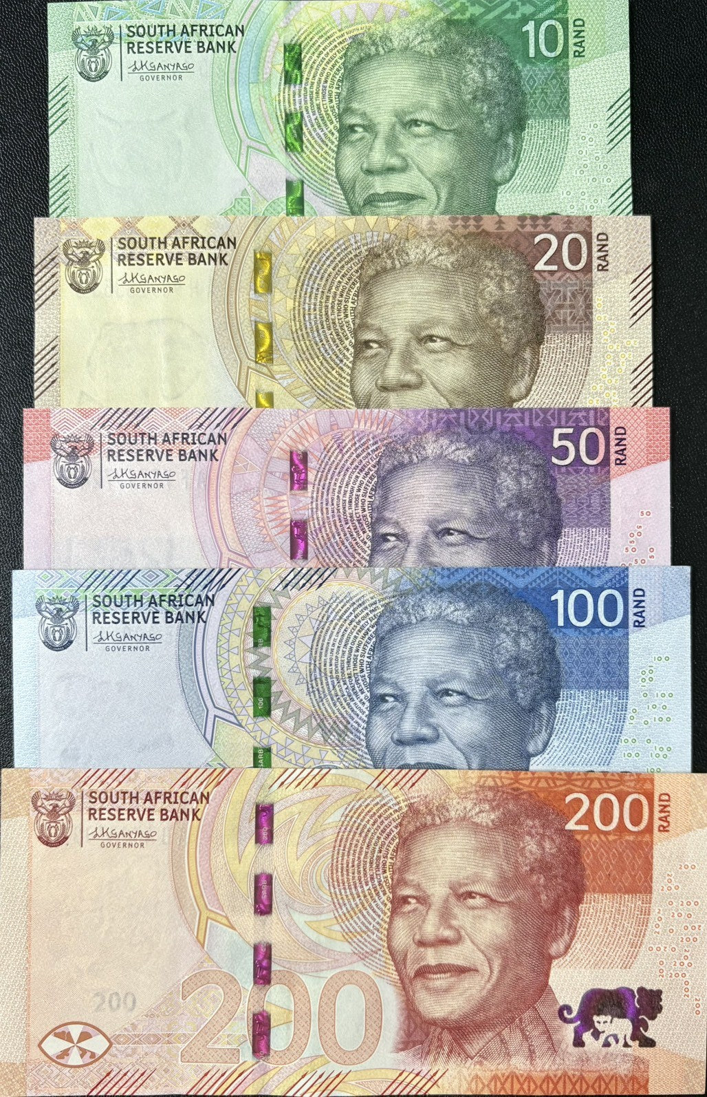 South Africa SET 5 XF+ 10 20 50 100 200 Rand 2023 P 148 149 150 151 152 XF+