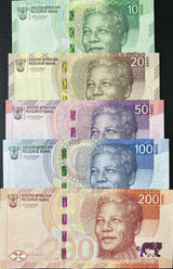 South Africa SET 5 XF+ 10 20 50 100 200 Rand 2023 P 148 149 150 151 152 XF+