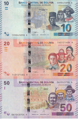 Bolivia SET 3 UNC 10 20 50 Bolivianos 2018 P 248 249 250