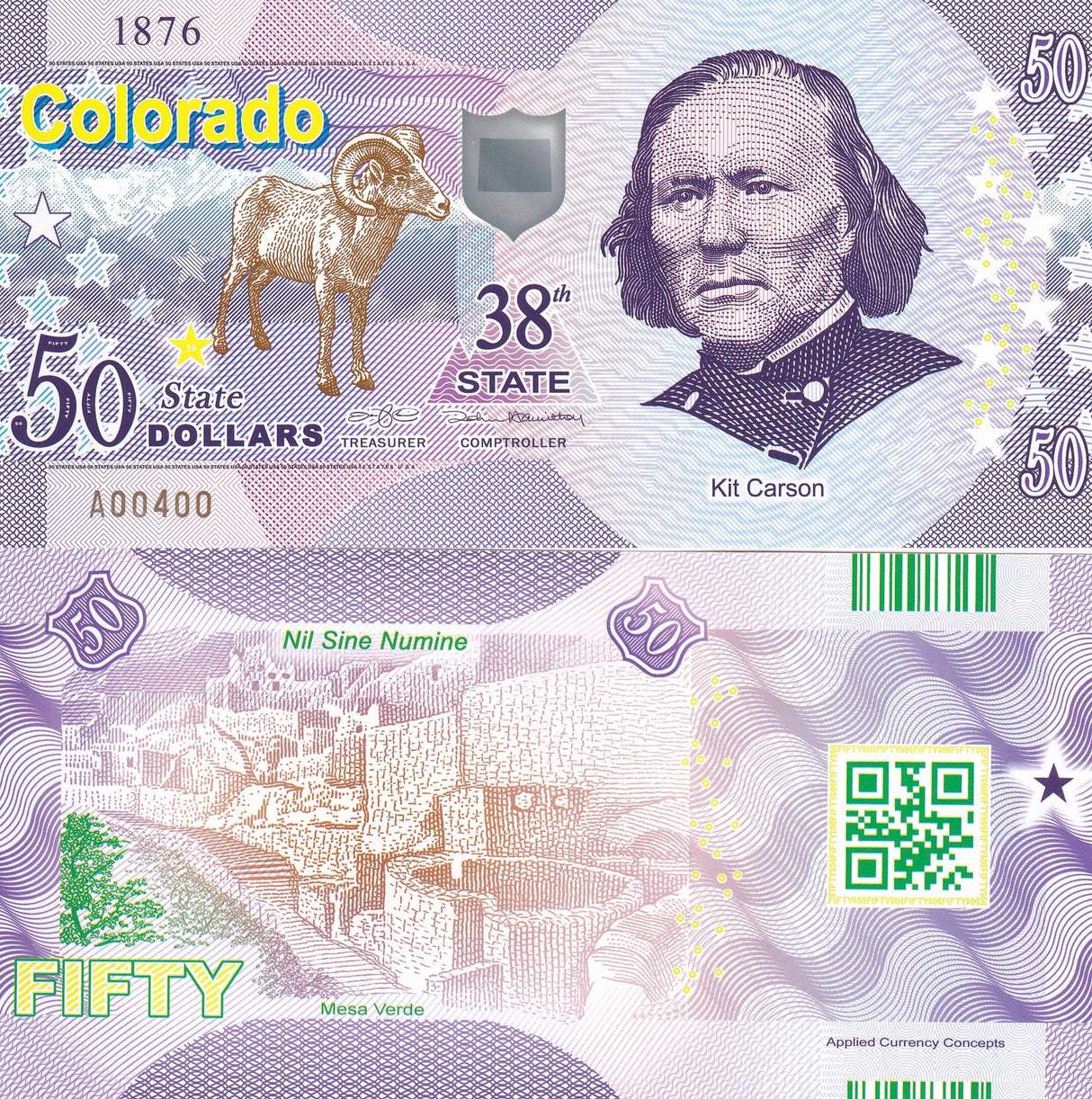 USA United State 50 Dollars 2022 POLYMER 38th Colorda