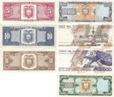 Ecuador Set 7 UNC 5 10 20 1000-20000 Sucres 1986-1999 P 113 121 121A 125 127-129