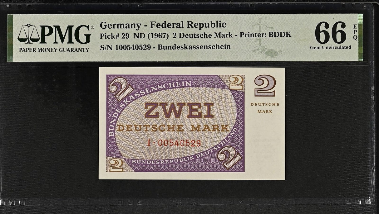 Germany Federal 2 Deutsche Mark ND 1967 P 29 Gem UNC PMG 66 EPQ