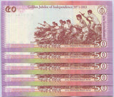 Bangladesh 50 Taka 2021 P 69 a 50th Golden Jubilee UNC Lot 5 Pcs 1/20 BUNDLE