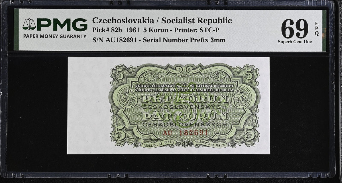 Czechoslovakia 5 KORUN 1961 P 82 b Superb Gem UNC PMG 69 EPQ TOP POP