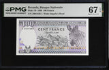 Rwanda 100 Francs 1989 P 19 Superb Gem UNC PMG 67 EPQ ,WTM Impala's Head