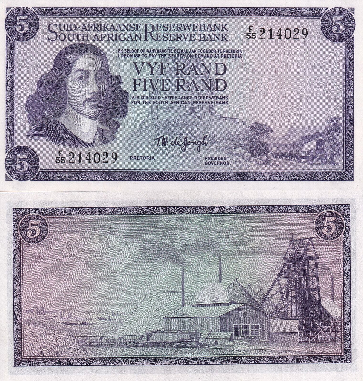 South Africa 5 Rand ND 1966-1976 P 112 b UNC
