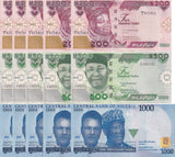 Nigeria Set 3 x LOT 5 = 15 UNC 200 500 1000 Naira 2023 P 47 48 49 ,Cattle