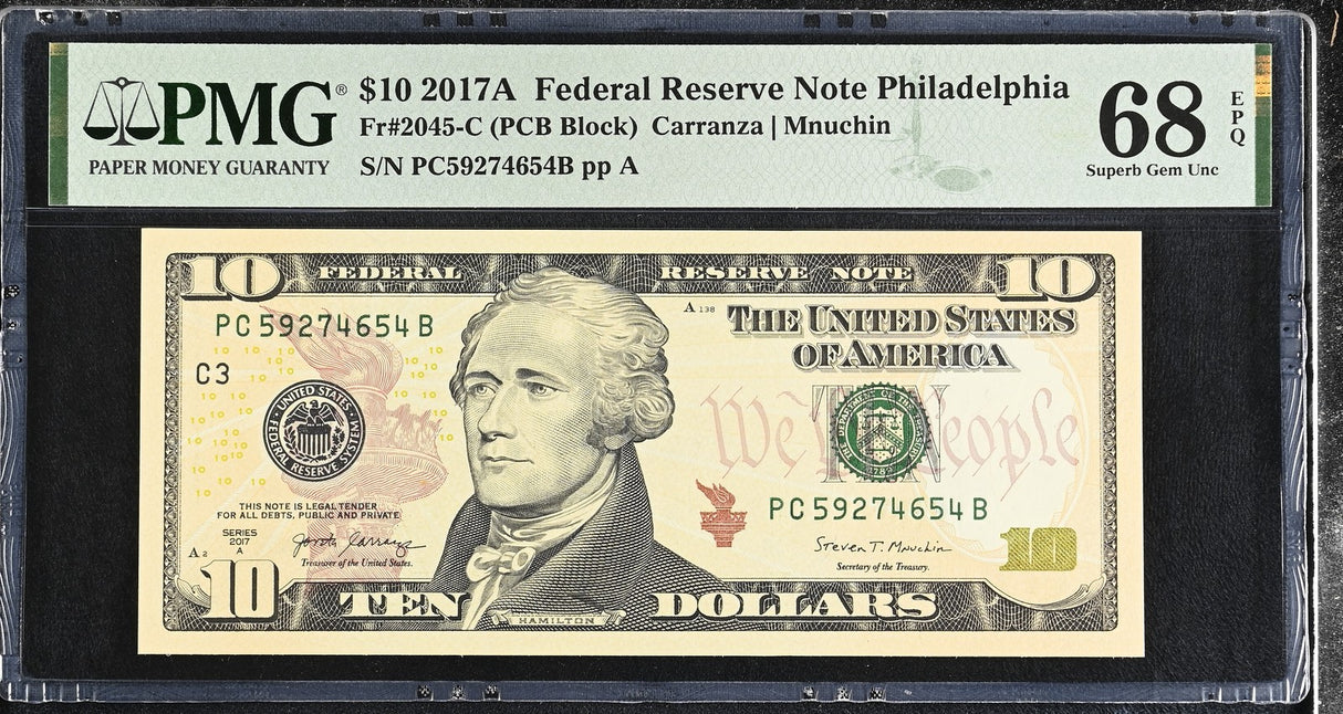 United States 10 Dollars USA 2017A P 545B Philadelphia Superb Gem UNC PMG 68 EPQ