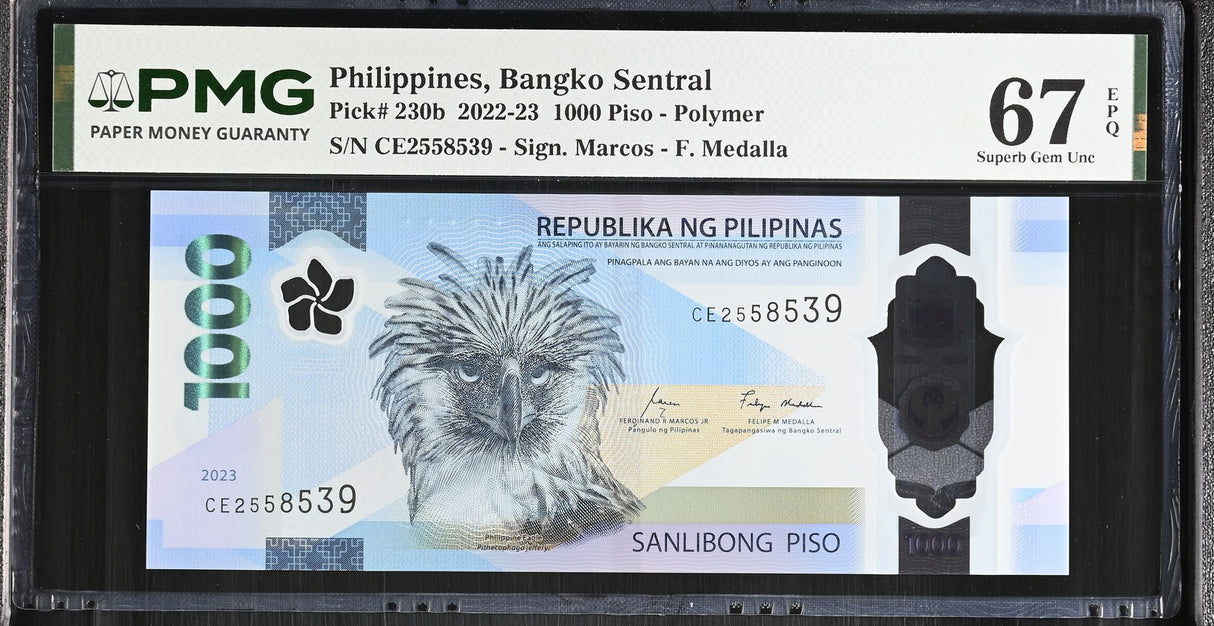 Philippines 1000 Piso 2023 P 230 b Superb Gem UNC PMG 67 EPQ