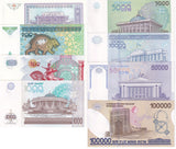 Uzbekistan Set 8 UNC 100 200 500 1000 5000 10000 50000 100000 Som 1994-2019
