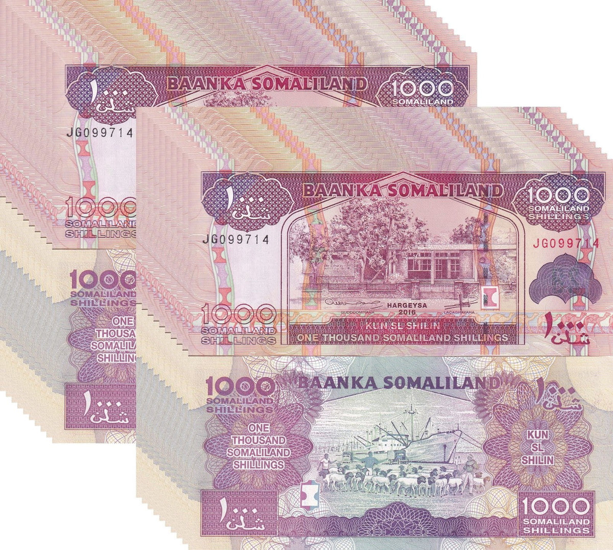 Somaliland 1000 Shillings 2016 P 20 e UNC LOT 20 PCS Sheep, Port of Berbera