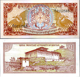 Bhutan 5 Ngultrum ND 1990 P 14 REPLACEMENT Z/1 Prefix UNC