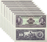 Venezuela 10 Bolivares 1992 P 61 c UNC LOT 10 PCS