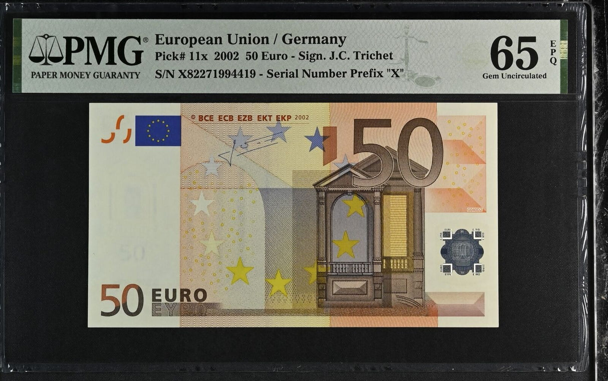 Euro 50 Euro Germany 2002 P 11 x Prefix Gem UNC PMG 65 EPQ