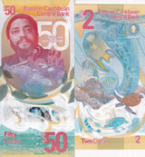 East Caribbean set 2 UNC 2 50 Dollars 2024 Polymer Commemorative P 61 62 NEW