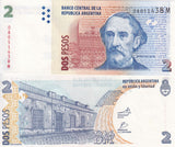 Argentina 2 Pesos ND 2012 P 352 Mixed Suffix UNC ,Mitre Museum