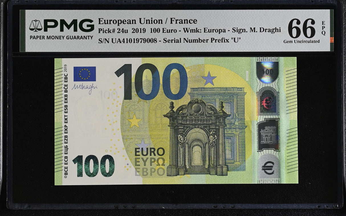 Euro 100 Euro France 2019 P 24 u Prefix Gem UNC PMG 66 EPQ ,WTM Europa