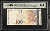 Malaysia 100 Ringgit ND 2001 P 44 d* Replacement Choice UNC PMG 64