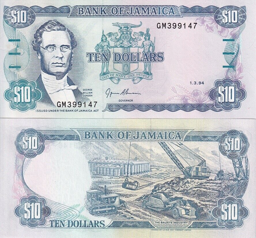 Jamaica 10 Dollars 1994 P 71 e UNC