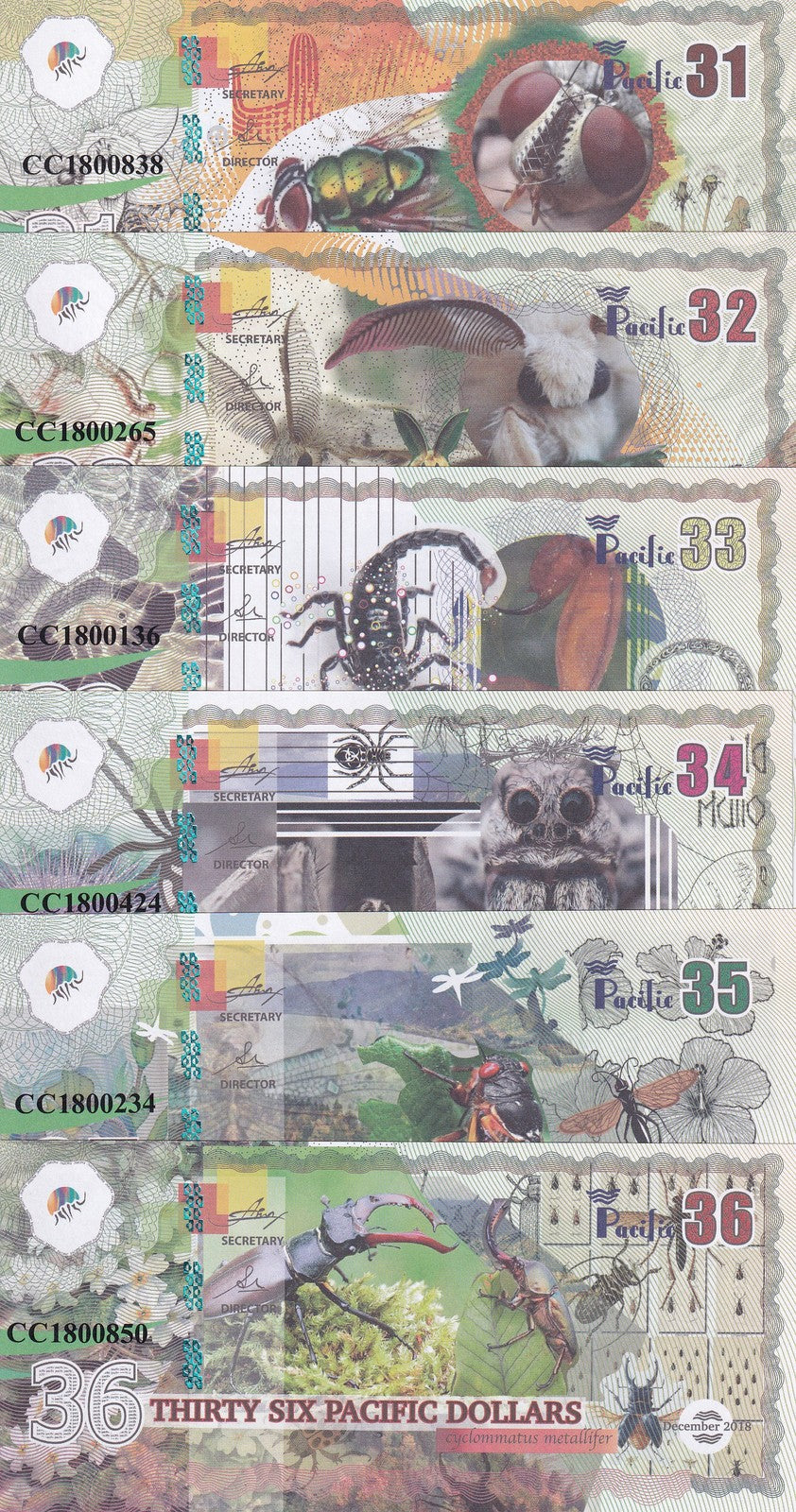 Pacific Ocean set 6, 31 32 33 34 35 36 Dollars 2018 Fantasy