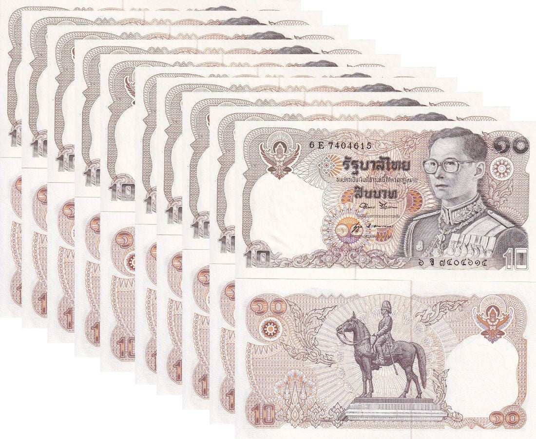 THAILAND 10 baht ND 1980 Amnuay Nukul Sign 52 P 87 UNC LOT 10 PCS
