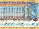 East Caribbean 2 Dollars 2023 2024 40th P 61 Polymer UNC LOT 10 Pcs