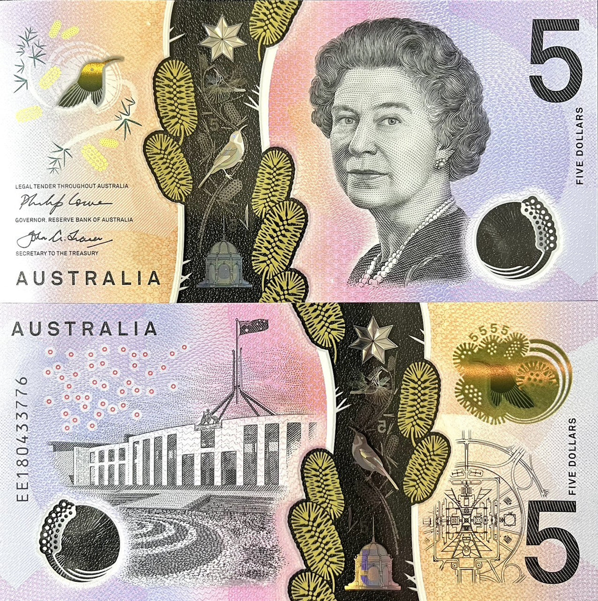Australia 5 Dollars 2018 Polymer P 62 b New Sign UNC