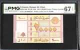 Lebanon 20000 Livres 2014 P 93 b Superb Gem UNC PMG 67 EPQ Printer Goznak