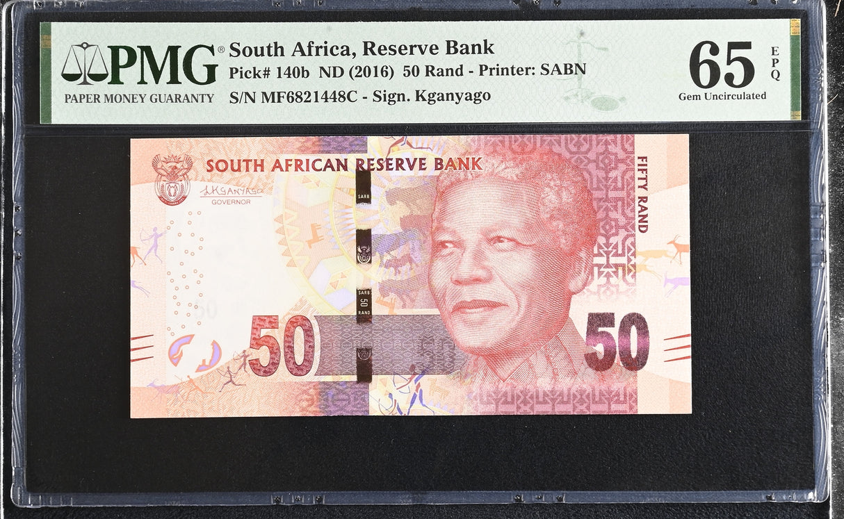 South Africa 50 Rands ND 2016 P 140 b Sign Kganyago Gem UNC PMG 65 EPQ