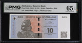 Zimbabwe 10 ZiG 2024 P 110 a Gem UNC PMG 65 EPQ , Graded Noted