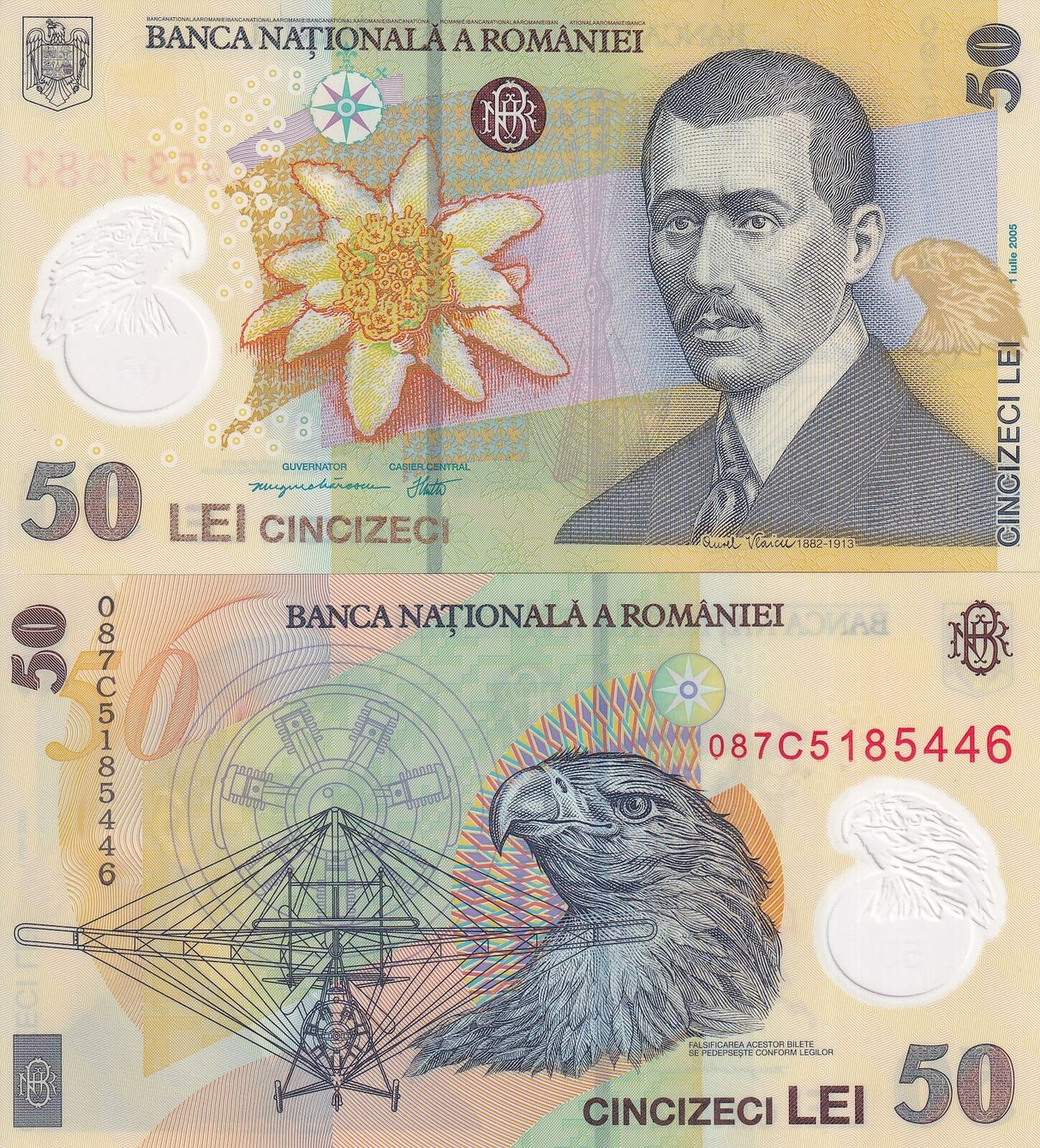 Romania 50 Lei 2005/2008 P 120 d Polymer UNC