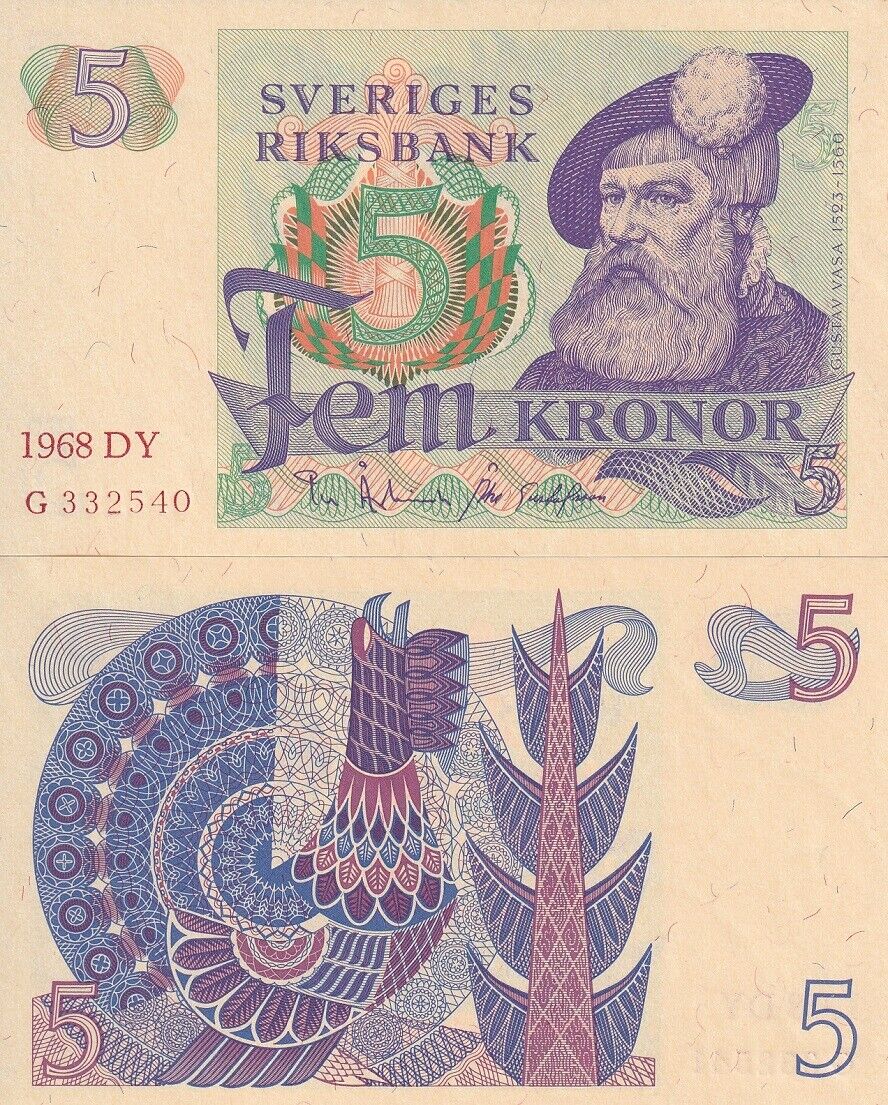 Sweden 5 Kronor 1968 P 51 AUnc