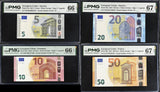 Euro Set 4; 5 10 20 50 Euro 2013-2017 P 27 28 29 30 Superb Gem UNC PMG 66 67 EPQ