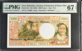 NEW Hebrides 1000 Francs ND 1980 P 20 c Superb Gem UNC PMG 67 EPQ