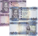 South Sudan Set 2 UNC 50 100 Pounds 2019 P 14 15